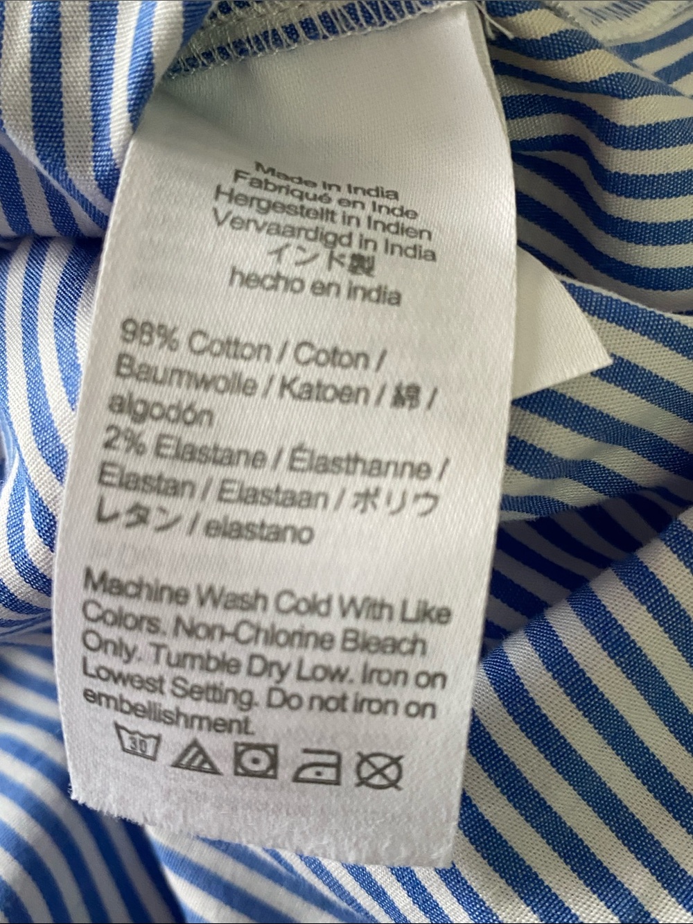 J.Crew cotton blend blue & white striped button down shirt top blouse size 3X - Picture 7 of 8